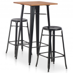 3-osaline baarikomplekt, teras, must