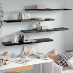 Seinariiulid, 4 tk, k&otilde;rgl&auml;ikega must, 120x23,5x3,8 cm mdf