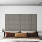 Seinapaneelid 12 tk, helehall, 30 x 30 cm, samet, 1,08 m&sup2;