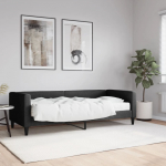 Diivanvoodi madratsiga, must, 80x200 cm, kangas