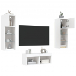 4-osaline telerikappide komplekt LED-tuledega, valge