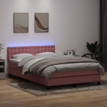 Kontinentaalvoodi madrats ja LED Roosa 140x220 cm samet