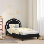 Laste voodiraam peatoega peaga Must 80 x 160 cm Samet