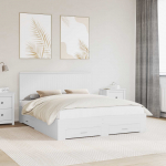 Voodiraam peatsiga sahtliga Valge 160 x 200 cm Tehispuit