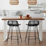 Baaritool 2 pcs Must 44 x 45 x 76 cm Rattan ja teras