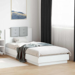 Peatsiga voodiraam peaga Valge 80 x 200 cm Tehispuit