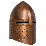 Keskaegse r&uuml;&uuml;tli kiiver, j&auml;ljend, larp, vask, teras