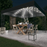Varjualune, LED-n&ouml;&ouml;rvalgustitega, 3x3 m, antratsiithall kangas