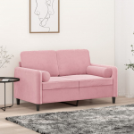 2-kohaline diivan patjadega, roosa, 120 cm, samet