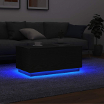 LED-tuledega kohvilaud, must tamm, 90 x 49 x 40 cm