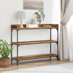 Konsoollaud riiuliga ladustamisega vana puit 100 x 30 x 80 cm