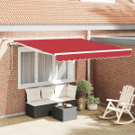 K&auml;igukohandatav varikatus LED -ribatuledega punane 350 x 250 cm