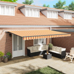 Kokkuvolditav varikatus kollane ja oranž 500 &times; 350 cm pol&uuml;ester