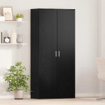 Kapp riiuliga uksega must tamm 80 x 39 x 178 cm tehispuit