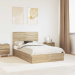 Laos voodi peaga sahtliga Sonoma tamm 120 x 200 cm Tehispuit