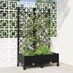 Aia istutuskast trellise ja ratastega Must 80 x 40 x 131,5 cm