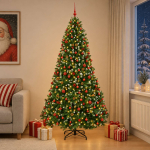 Kunstlik j&otilde;ulupuu roheline, j&otilde;ulukuulidega 270 cm 300 LED-i
