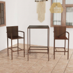 3-osaline aiabaari komplekt, pol&uuml;rotang, pruun