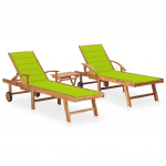 P&auml;evitustoolid 2 tk laua ja padjaga, tiikpuu