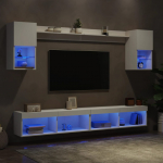 6-osaline telerikappide komplekt LED-tuledega, valge, tehispuit