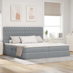 Voodi hoiukohaga ja madratsiga Helehall 200 x 200 cm Pol&uuml;ester