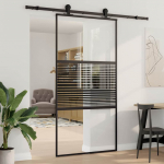 Klaasuks triibuline must 90 x 2 x 205 cm alumiinium