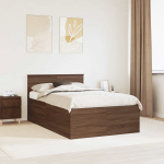 Voodiraam peatsiga pruun tamme 135 x 190 cm tehispuit