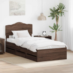 Voodiraam sahtliga peaga pruun tamme 100 x 200 cm inseneripuit