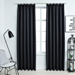 Pimendavad kardinad konksudega, 2 tk, must, 140 x 245 cm