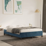 Voodiraam ilma madratsita tumesinine 140x190 cm samet