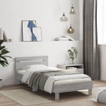 Voodiraam peatsiga, hall sonoma tamm, 100 x 200 cm, tehispuit