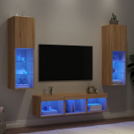 5-osaline telerikappide komplekt LED-tuledega, sonoma tamm