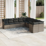 10-osaline aiadiivani komplekt patjadega, hall, pol&uuml;rotang