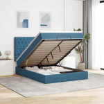 OTTOMANI VOODI MADRATSITEGA&LED, TUMESININE, 140X190CM, SAMET
