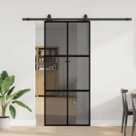L&uuml;kanduks riistvara komplektiga must 90x205 cm karastatud klaas