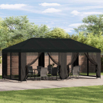 Paviljon k&uuml;lgseinadega 6 x 3 m Must Pol&uuml;ester ja teras 190