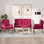 Diivanikomplektid 3 tk Veinpunane 115 x 56 x 80 cm Vineer
