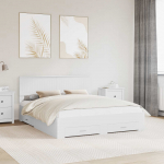 Voodiraam peatsiga sahtliga Valge 160 x 200 cm Tehispuit