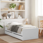 Voodiraam ladustamisega Valge 80 x 200 cm Tehispuit