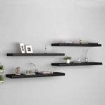 Seinariiulid, 4 tk, must, 90 x 23,5 x 3,8 cm mdf
