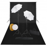 Fotostuudiokomplekt lambid, vihmavari, taustapilt ja reflektor