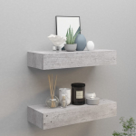 Sahtliga seinariiulid, 2 tk, betoonhall, 60x23.5x10cm, mdf