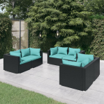 6-osaline aiam&ouml;&ouml;blikomplekt patjadega, pol&uuml;rotang, must