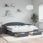Diivanvoodi v&auml;ljat&otilde;mmatava osaga, tumehall, 80x200 cm samet