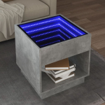 Diivanilaud LED-tuledega, betoonhall, 50x50x50cm