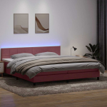 Kontinentaalvoodi madrats ja LED, roosa, 180x210 cm, samet