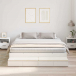 Voodi hoiukohaga raam valge 236.5 x 180 x 31.5 cm tehispuit