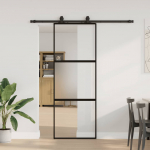 L&uuml;kanduks riistvara komplektiga must 76x205 cm karastatud klaas