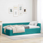 Nurga voodiraam peatsiga T&uuml;rkiis 90 cm x 190 cm Samet