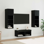 TV Seinakapid LED-ribatuledega 4 tk Must tamm Tehispuit